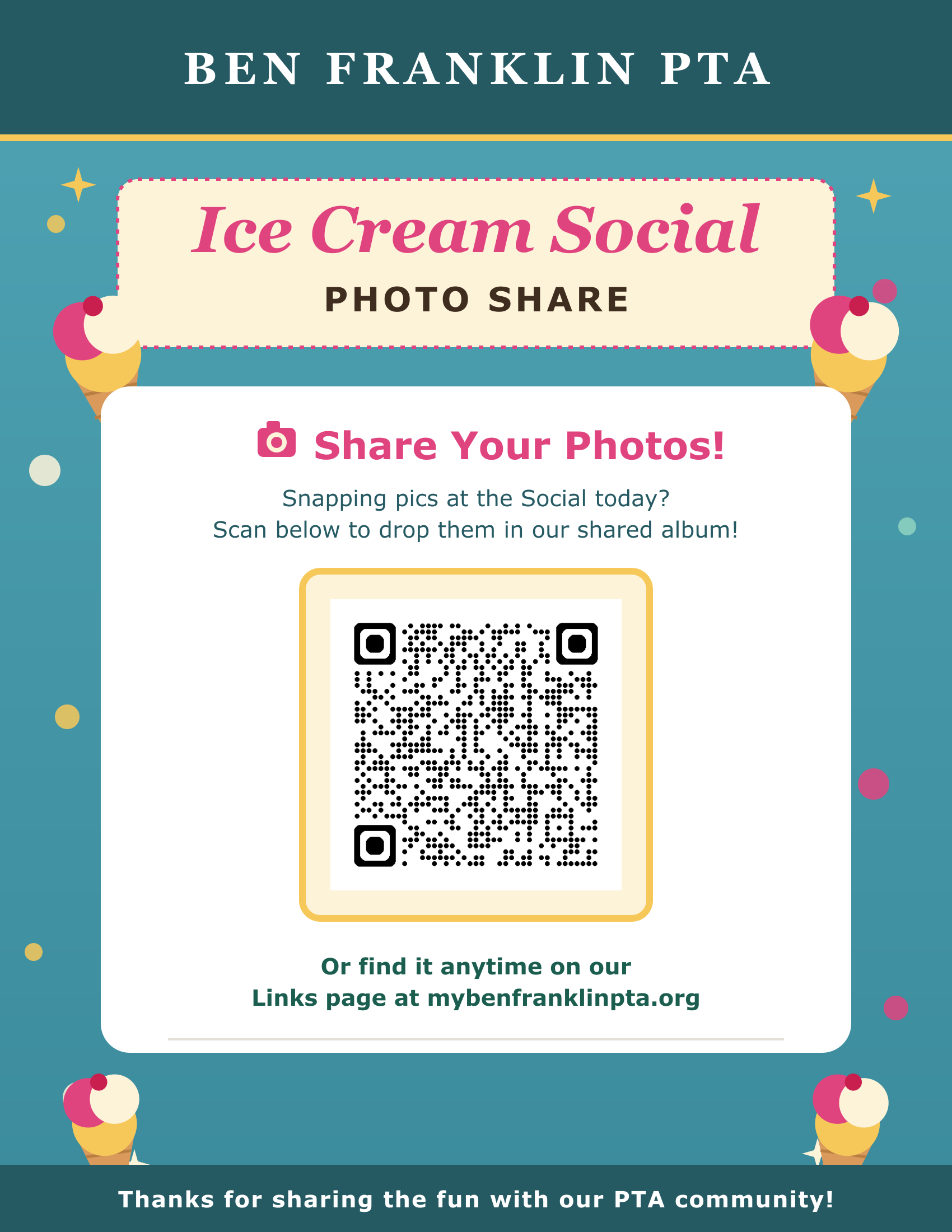 Ice Cream Social Photo Share flyer